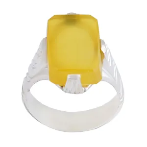 انگشتر نقره مردانه بازرگانی میلادی مدل عقیق زرد شرف الشمس کد AM_2651