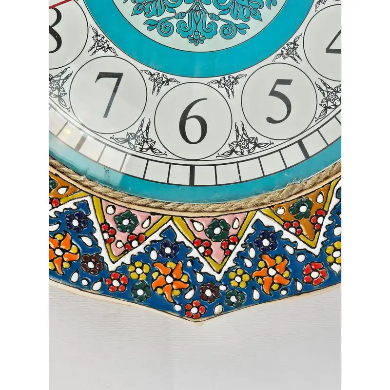 ساعت میناکاری سفالی مدل خورشید