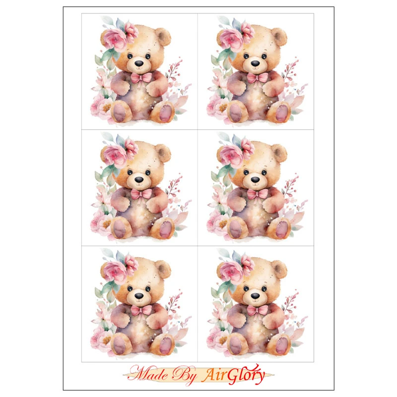 برچسب ایرگلوری مدل برش نخورده طرح خرسی کد 55 بسته 6 عددی