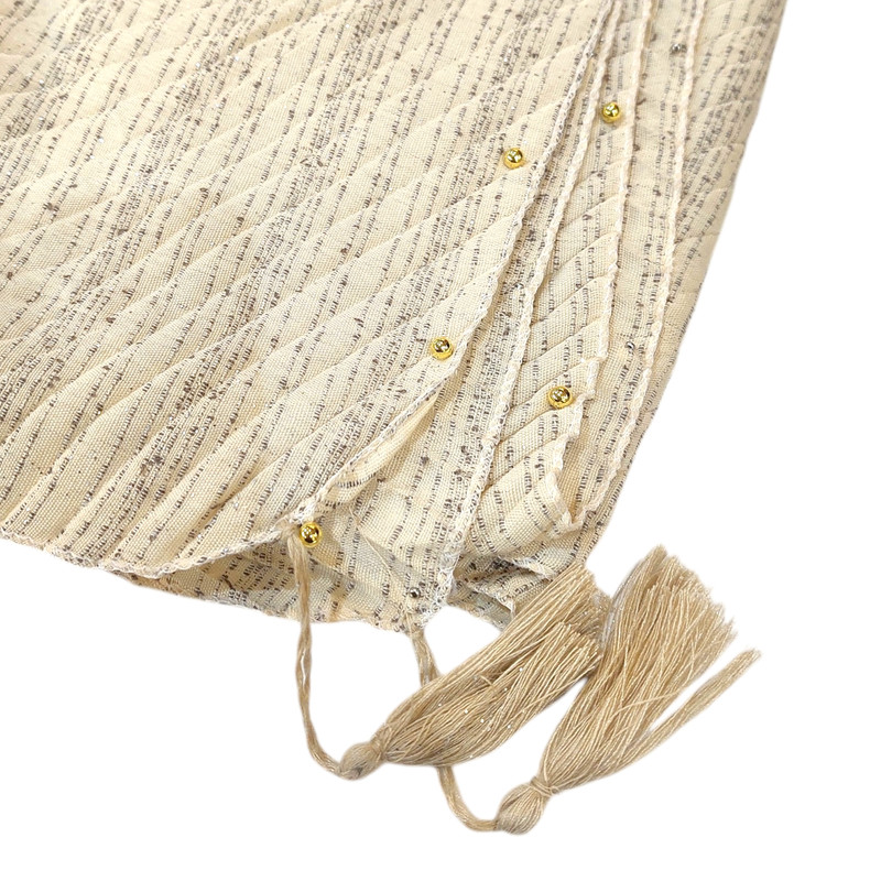 شال زنانه مدل پلیسه خط شاین حاشیه مروارید