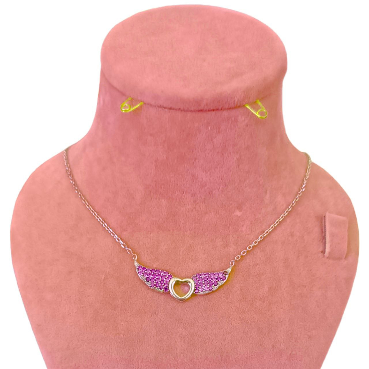 گردنبند نقره زنانه مدل قلب نگین دار