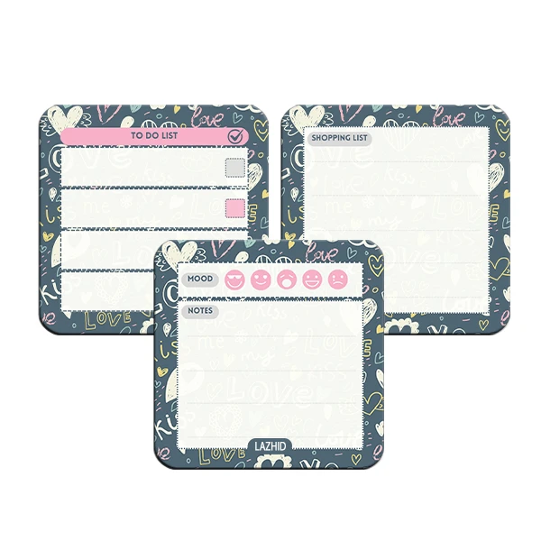 تخته وایت برد لاژید مدل برنامه ریزی سایز 9X9 سانتی متر مجموعه 3 عددی