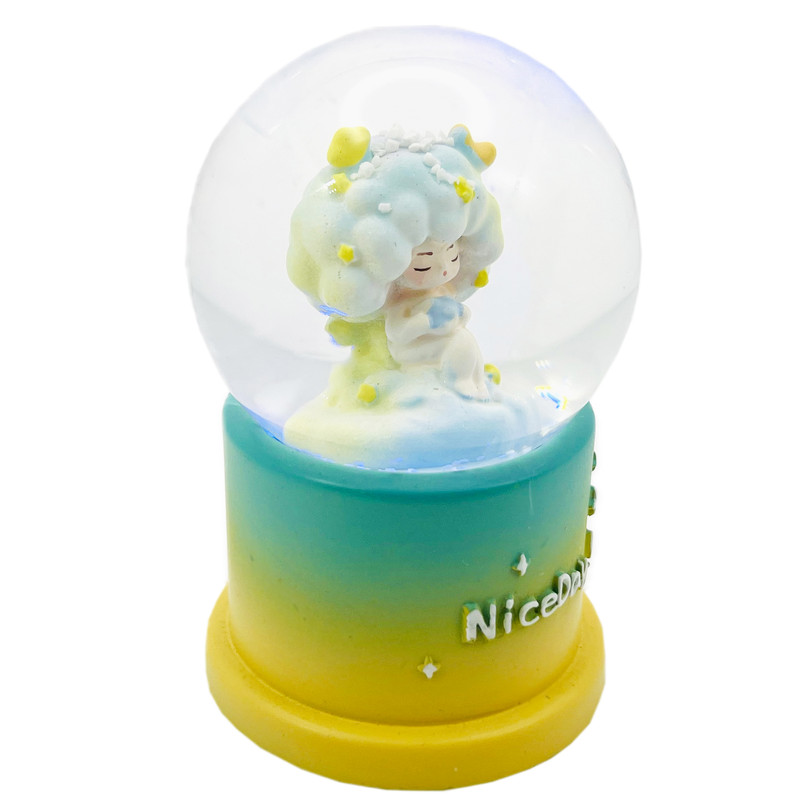 گوی چراغ‌دار مدل Nice Day طرح دخترک مو رنگی و ستاره کد B5927