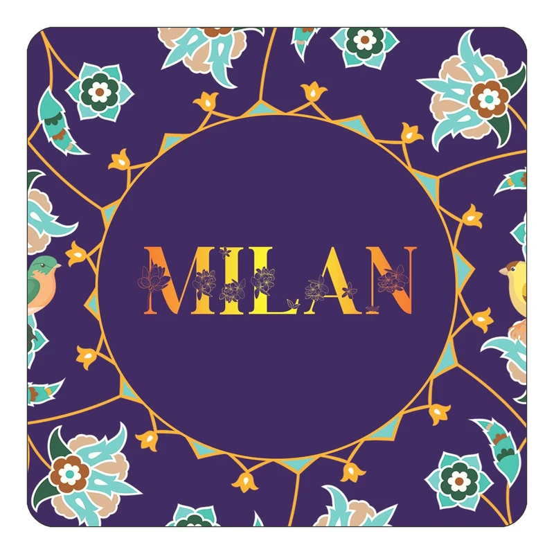 مگنت کاکتی طرح اسم میلان milan مدل گل و بلبل کد mg15452