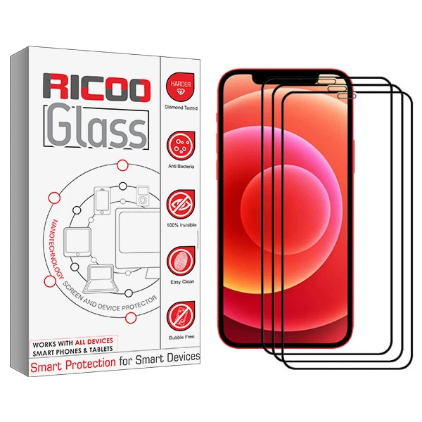 محافظ صفحه نمایش سرامیکی  ریکوو مدل +HD مناسب برای گوشی موبایل اپل Iphone 12 بسته سه عددی