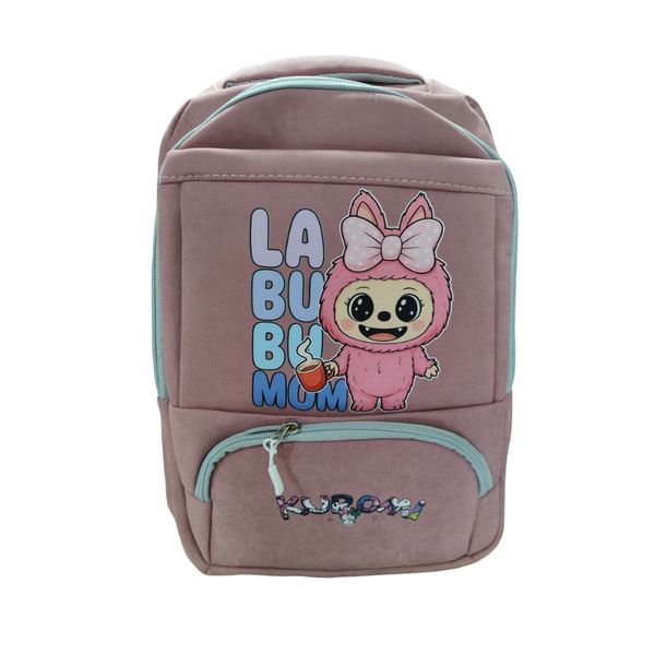 کوله پشتی مدرسه مدل چهار زیپ طرح لبوبوپاپیونی کد 007