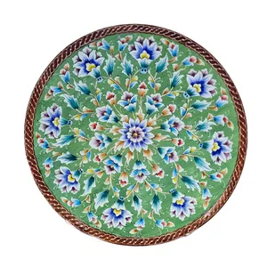 بشقاب میناکاری مسی میناسرای نیکنامی مدل باغ گل