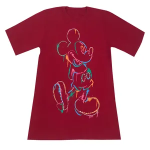 تی شرت لانگ زنانه مدل میکی موس رنگ قرمز