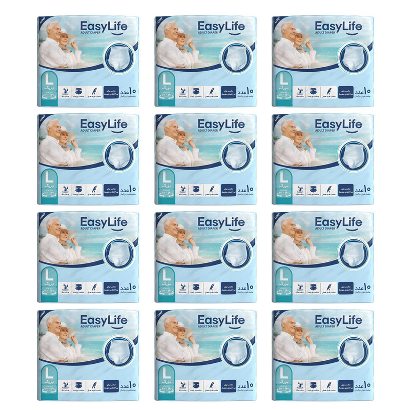 پوشینه بزرگسال ایزی لایف کد 01 سایز بزرگ مجموعه 12 عددی