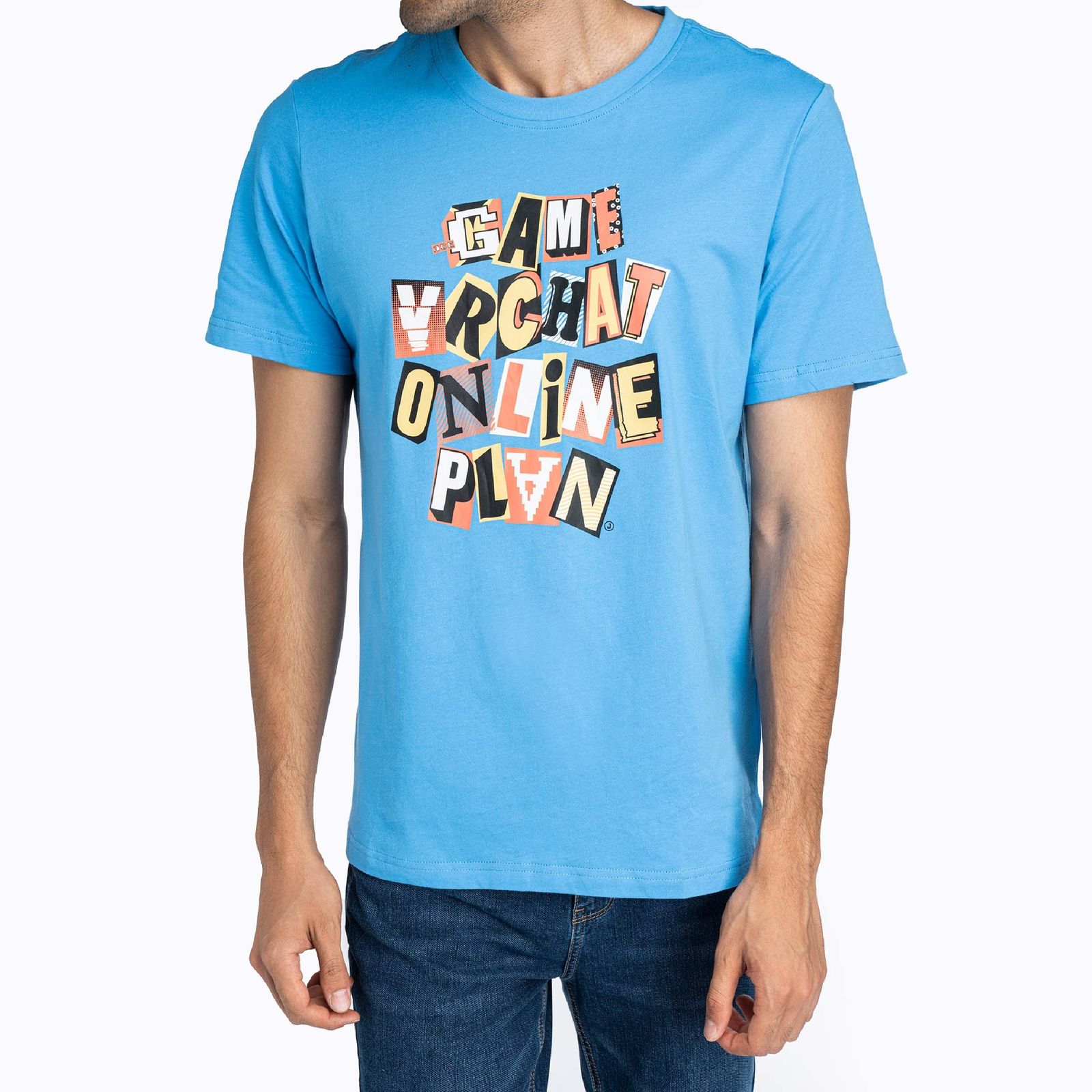 تی شرت آستین کوتاه مردانه جین وست مدل یقه گرد کد 1551328 رنگ آبی -  - 1