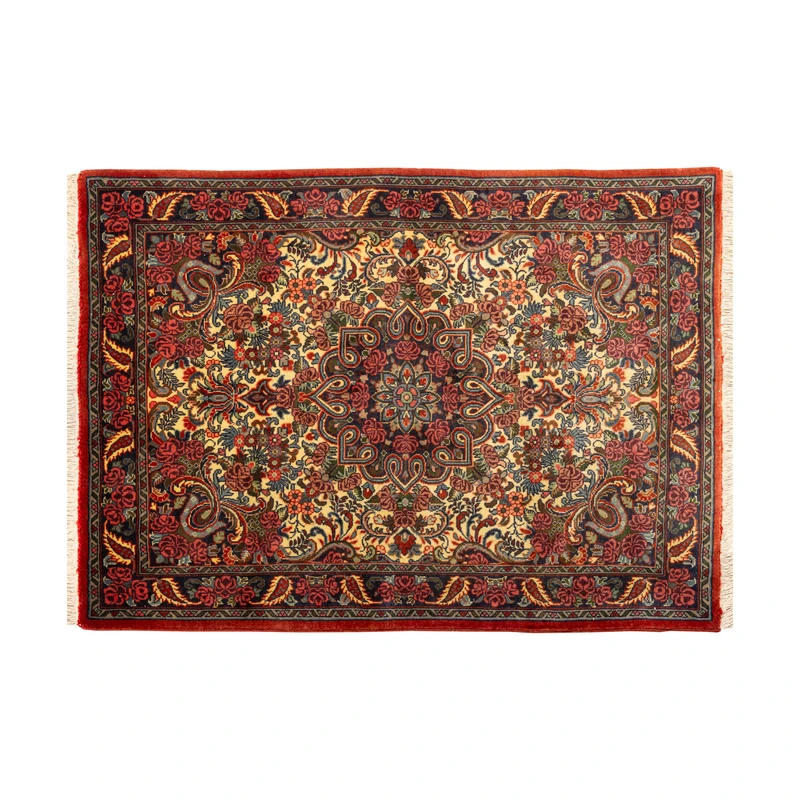 فرش دستبافت 0,7 متری مدل بیجار کد 45P10046 زمینه کرم