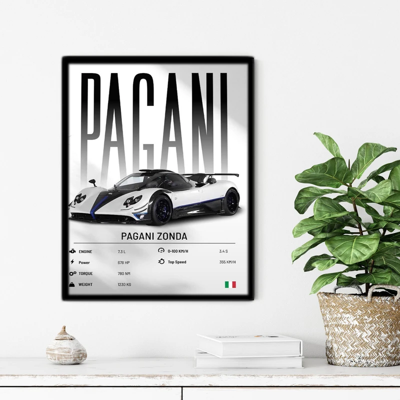 تابلو آتریسا طرح ماشین PAGANI مدل ATC70 فریم مشکی