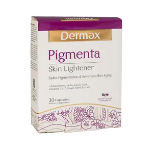 کپسول روشن‌کننده پوست درمکس مدل Pigmenta بسته 30 عددی با ترکیبات آنتی‌اکسیدان قوی، کاهش چین و چروک، رفع لکه‌های تیره و محافظت در برابر آسیب اکسیداتیو سلولی