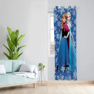  پرده مدل اتاق کودک مخمل پانچی طرح کارتون فروزن کد 4744 سایز 140x280 سانتی متر