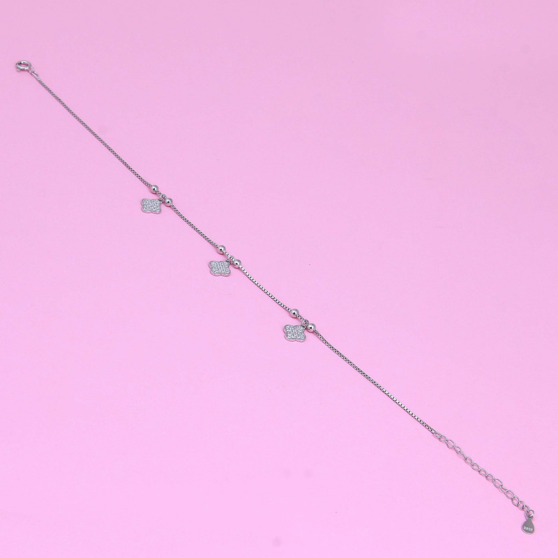 پابند نقره زنانه  بازرگانی میلادی مدل چهار پر کد DP_590