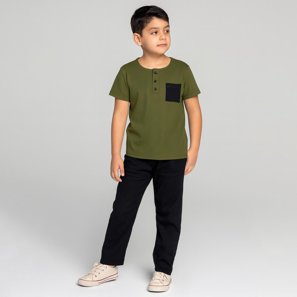 ست تی شرت و شلوار پسرانه مادر مدل Sivan رنگ سبز