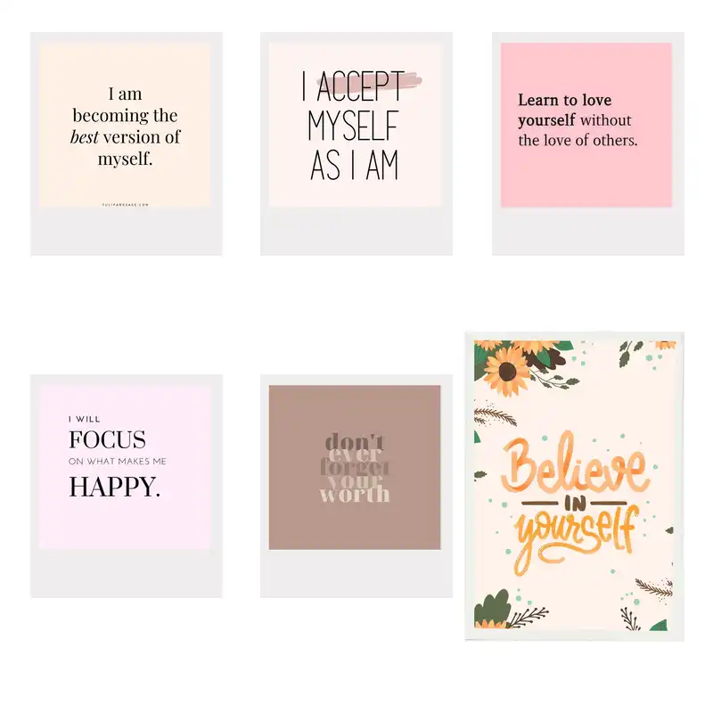 آویز تزیینی مدل loveyourself مجموعه 6 عددی