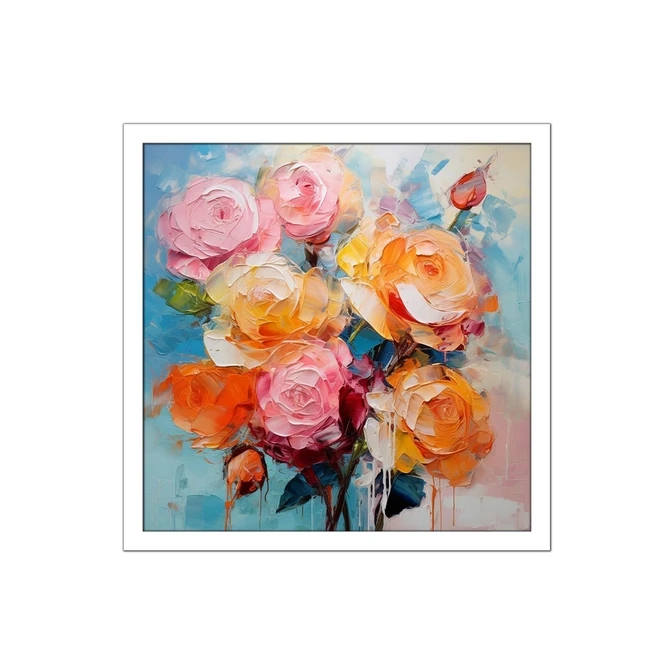 تابلو نوری بکلیت طرح نقاشی رنگ روغن گل مدل W-MID-16286