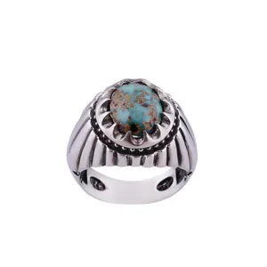 انگشتر نقره مردانه مدل فیروزه کد MR0059