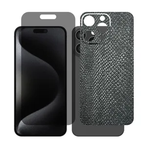 Glass Together model privacy screen protector suitable for Apple iPhone 15 Pro Max mobile phone with cover sticker on the back of the phone