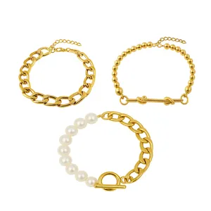 دستبند زنجیری زنانه کد SG217 مجموعه 3 عددی
