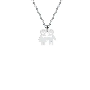 گردنبند نقره زنانه هایکا مدل آدمک و قلب کد n.ha2-49