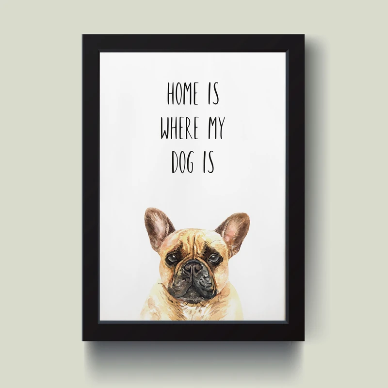 تابلو مدل مینیمال Home is where my dog is کد M1406-b