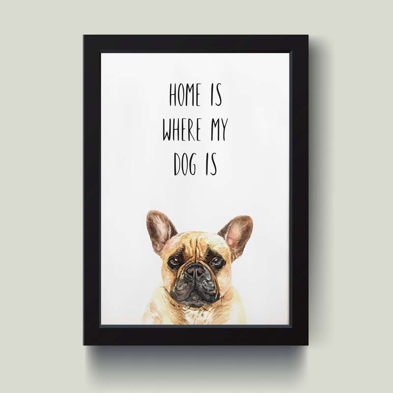 تابلو مدل مینیمال Home is where my dog is کد M1406-b