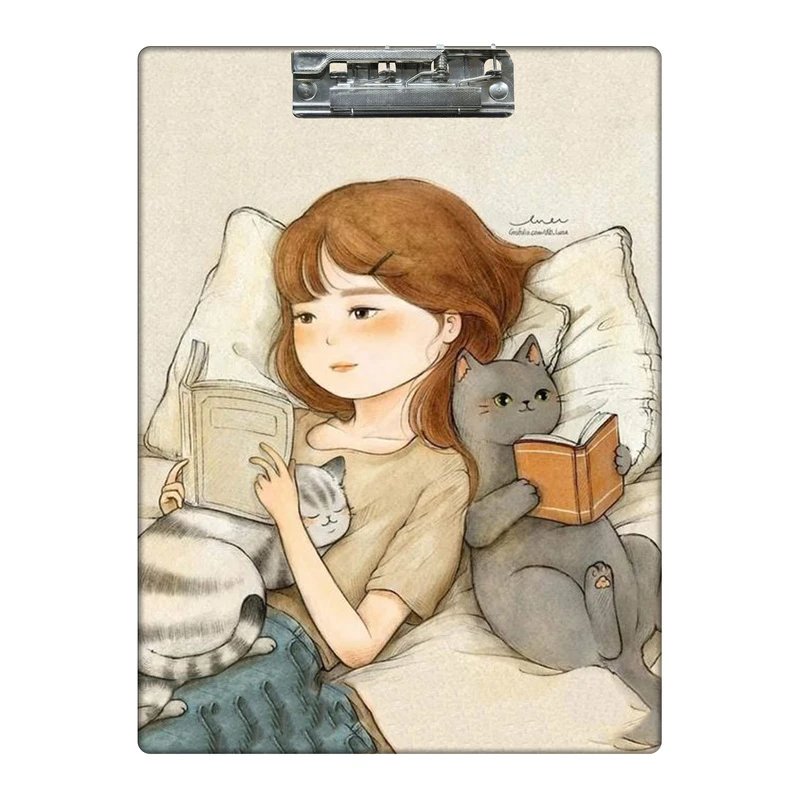 تخته شاسی طرح دختر و گربه ی کتابخوان کد  7529909 سایز A4