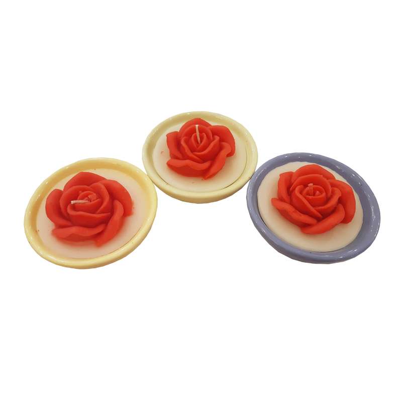 شمع لیوانی مدل گلدار مجموعه 3 عددی