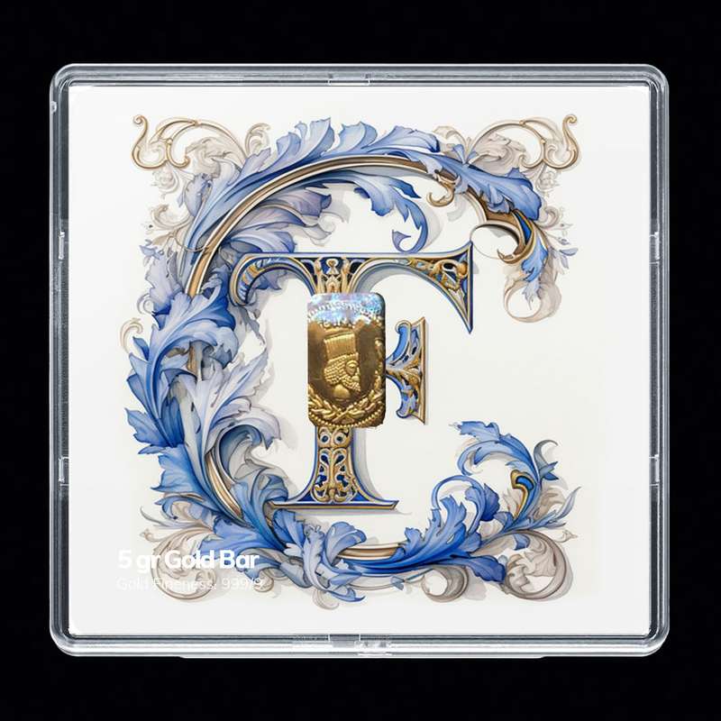 شمش طلا 24 عیار مدوپد مدل حرف F کد SH-10652 شمش طلا 24 عیار مدوپد مدل حرف F کد SH-10652