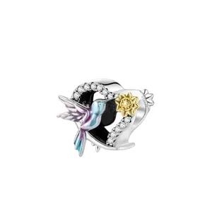 آویز گردنبند نقره زنانه پاندورا مدل Humming bird in heart 65131