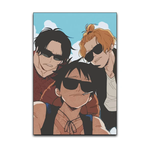 تابلو شاسی گوفی مدل برادران دزد دریایی انیمه وان پیس طرح One Piece Pirate Brothers کد ASL58