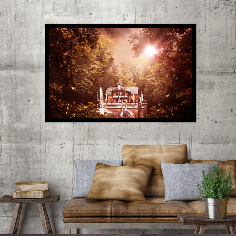 تابلو نوری بکلیت طرح خانه قو سفید مدل B-MO1628