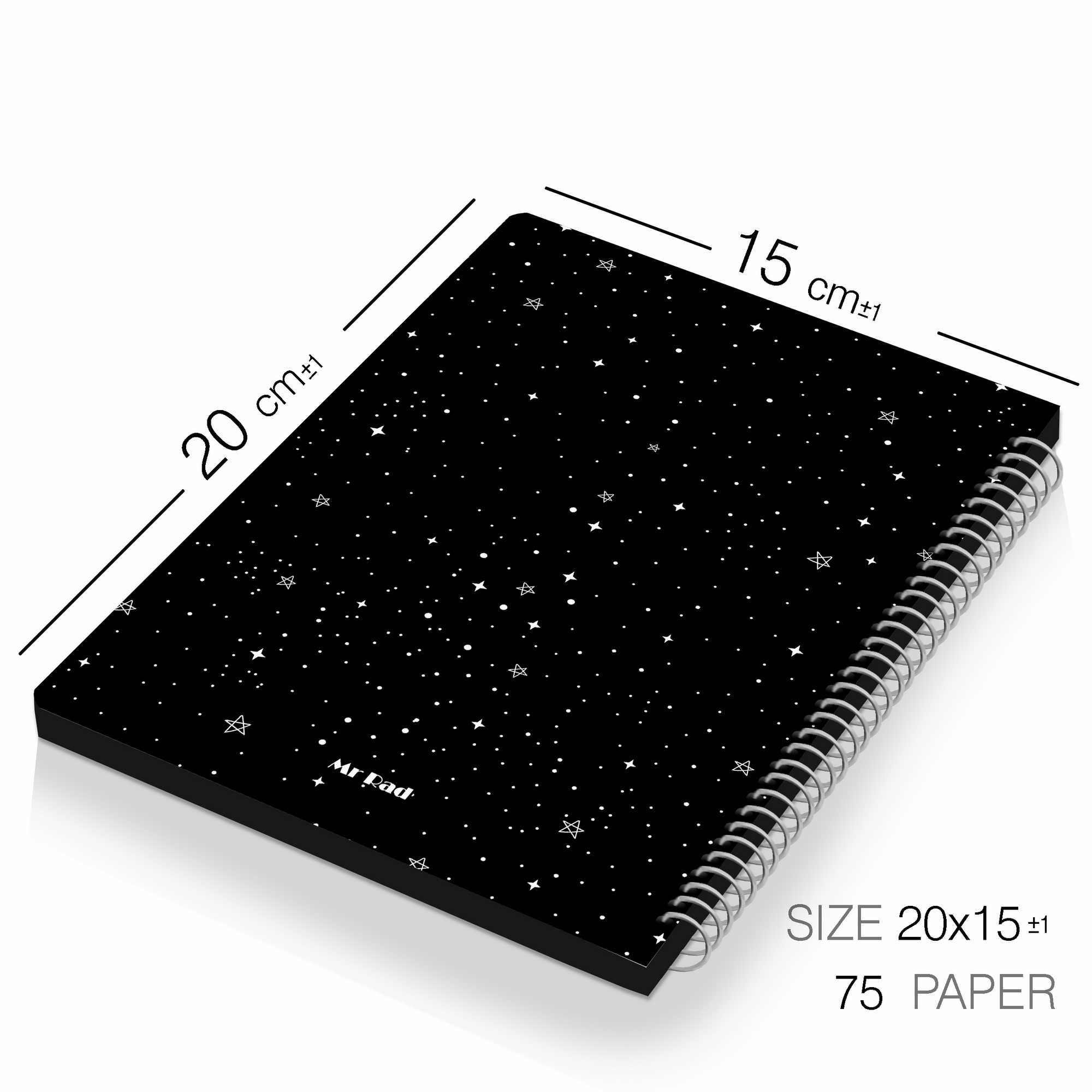 دفتر مستر راد مدل بلک ژورنال طرح ستاره کد Black Journal 1685