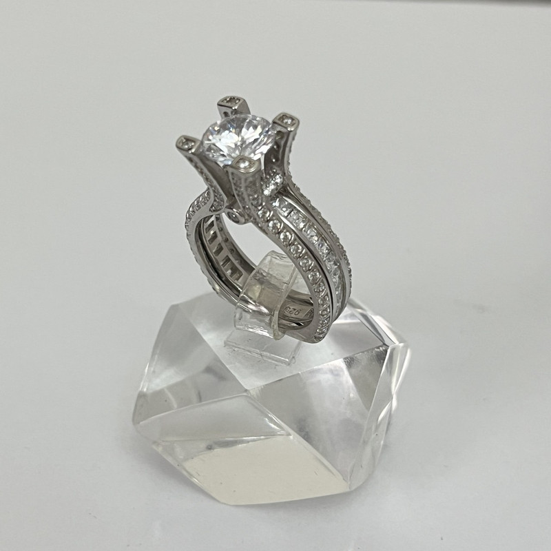 انگشتر نقره برلیان زنانه مدل نگین 9010 مجموعه دو عددی