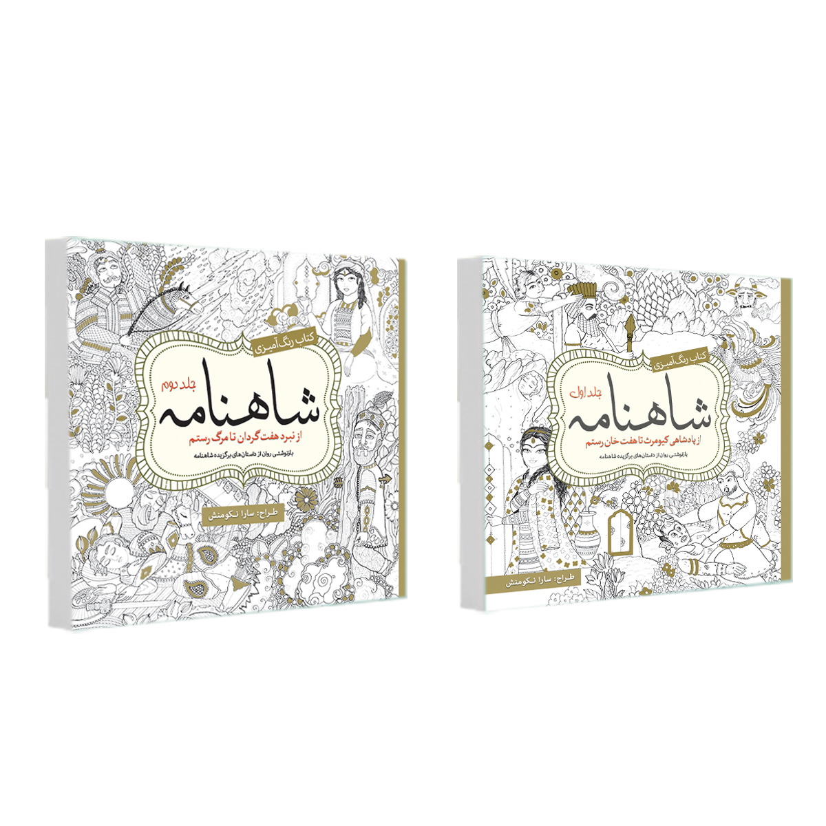 کتاب رنگ آمیزی شاهنامه اثر سارا نکومنش انتشارات سبزان 2 جلدی