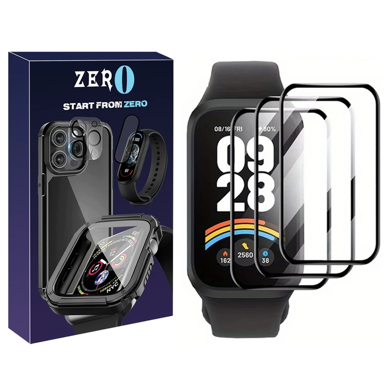 محافظ صفحه نمایش زیرو مدل Nano Pmma ZR مناسب برای ساعت هوشمند شیائومی Smart Band 9 Active بسته سه عددی