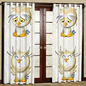 پرده مدل جوجه جغد هازان پانچی کد 2562 سایز 140x200 سانتی متر
