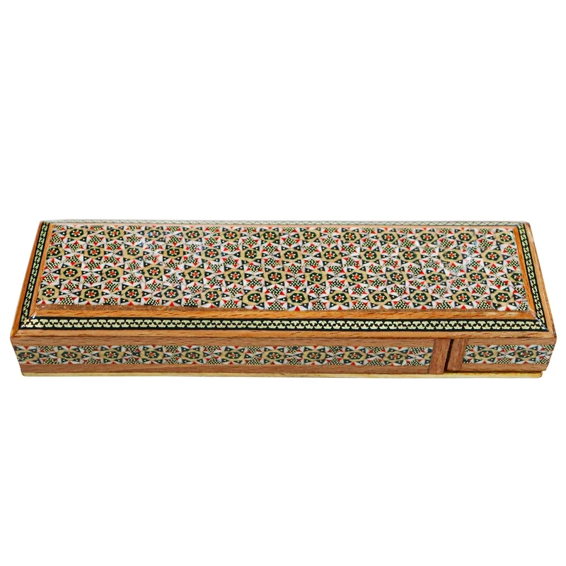 قلمدان خاتم کاری مدل کشویی طرح سنتی کد 6p20RA قلمدان خاتم کاری مدل کشویی طرح سنتی کد 6p20RA