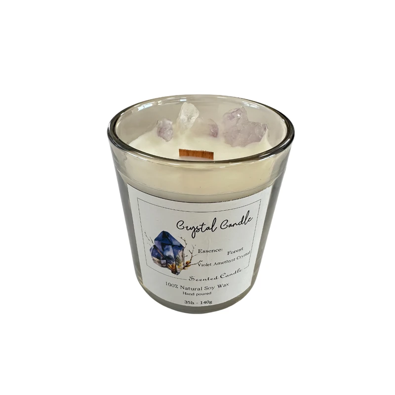 شمع معطر مدل گیاهی سنگ آمیتیست رایحه جنگل
