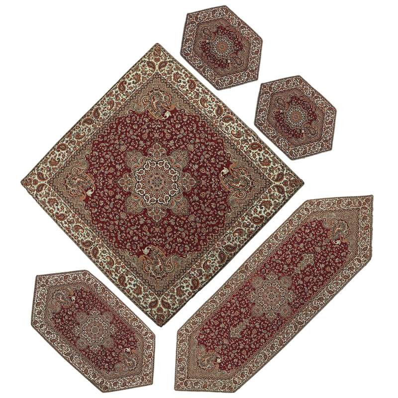 ست 5 تیکه رومیزی ترمه طرح خوشه