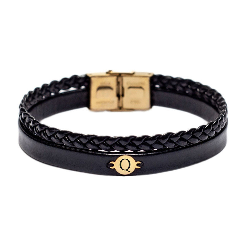 دستبند طلا 18 عیار مردانه لیردا مدل حرف Q