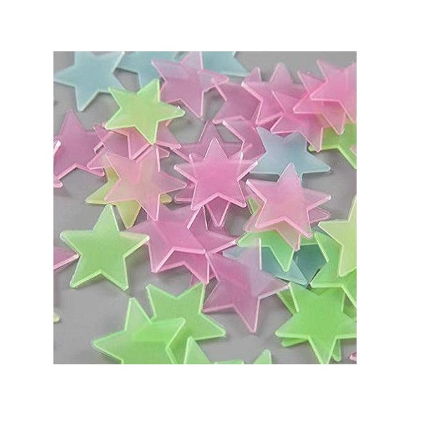 استیکر دیواری کودک طرح ماه و ستاره شب تاب کد 4CS1M بسته 21 عددی