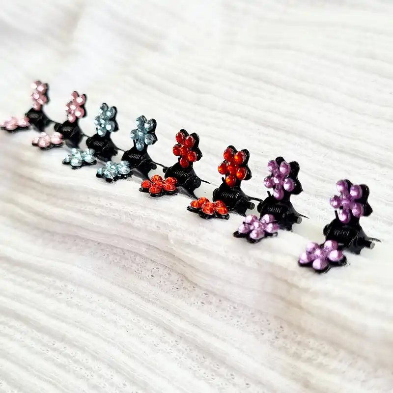 کلیپس مو زنانه مدل مینی شکوفه ها کد Brg 303 مجموعه 8 عددی