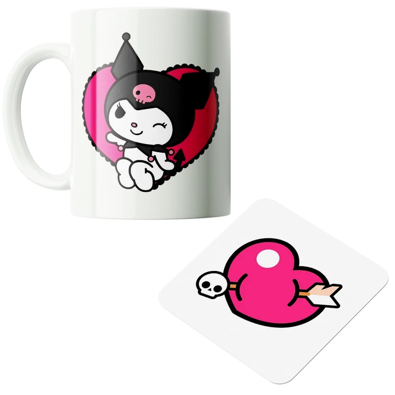 ماگ پاد آفرین مدل کارتونی سانریو کرومی مای ملودی هلوکیتی کد PZ107 به همراه زیرلیوانی