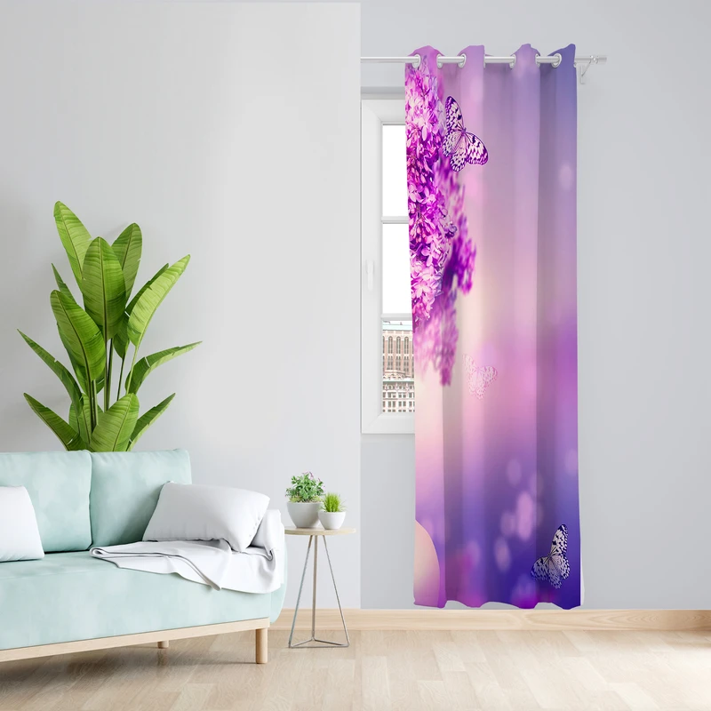 پرده طرح پروانه مدل مخمل پانچی کد L 797 Z سایز 140x200 سانتی متر