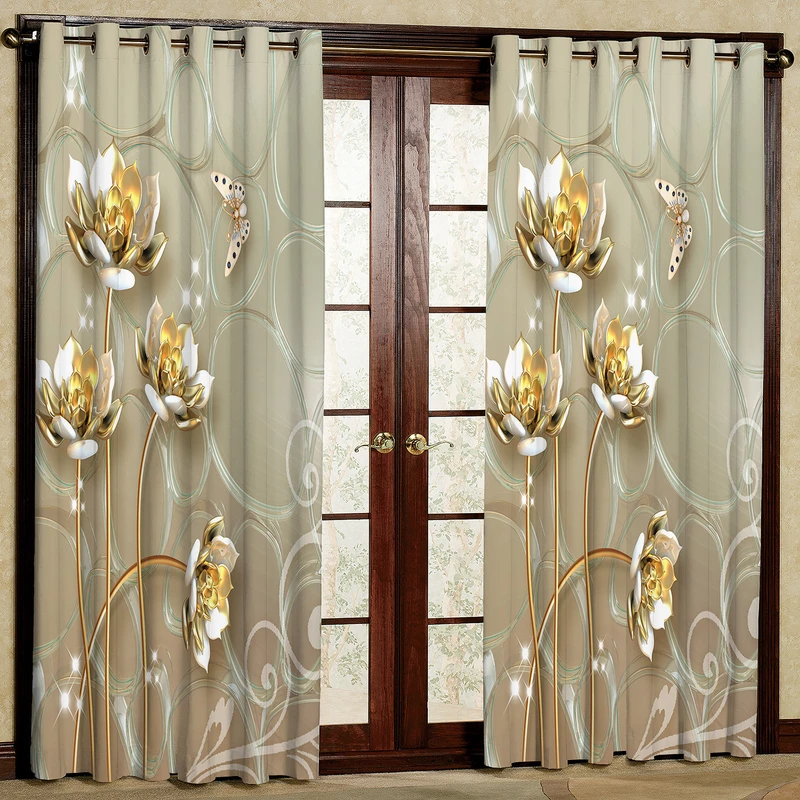 پرده مدل گلدار مخمل پانچی کد 4711 سایز 200x140 سانتی متر