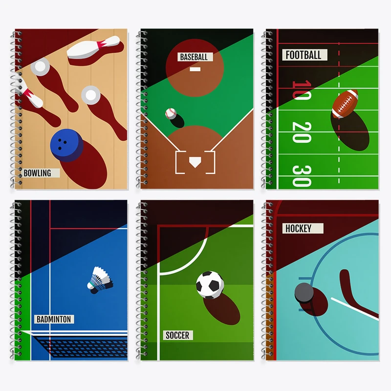 دفتر زبان 50 برگ خندالو مدل دو خط طرح ورزشی کد 33 مجموعه 6 عددی