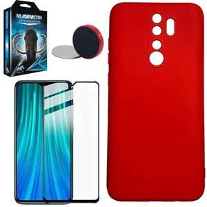 کاور ماموت مدل سیلیکونی مناسب برای گوشی موبایل شیائومی Redmi Note 8 Pro به همراه محافظ صفحه نمایش و سکه هولدر مگنتی و پایه نگهدارنده گوشی